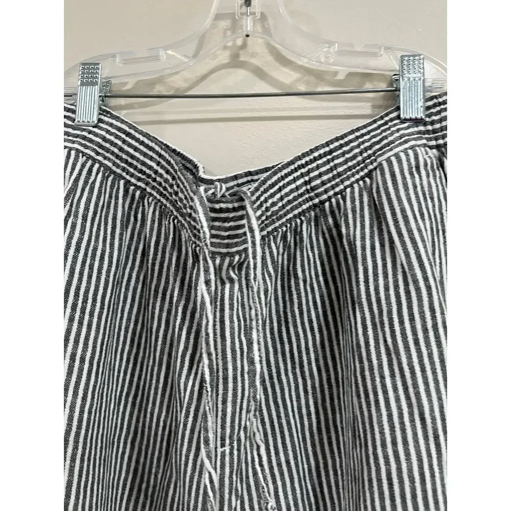 Old‎ Navy Linen Blend Wide Leg Pants Coastal Lagenlook Resort Large Stripe